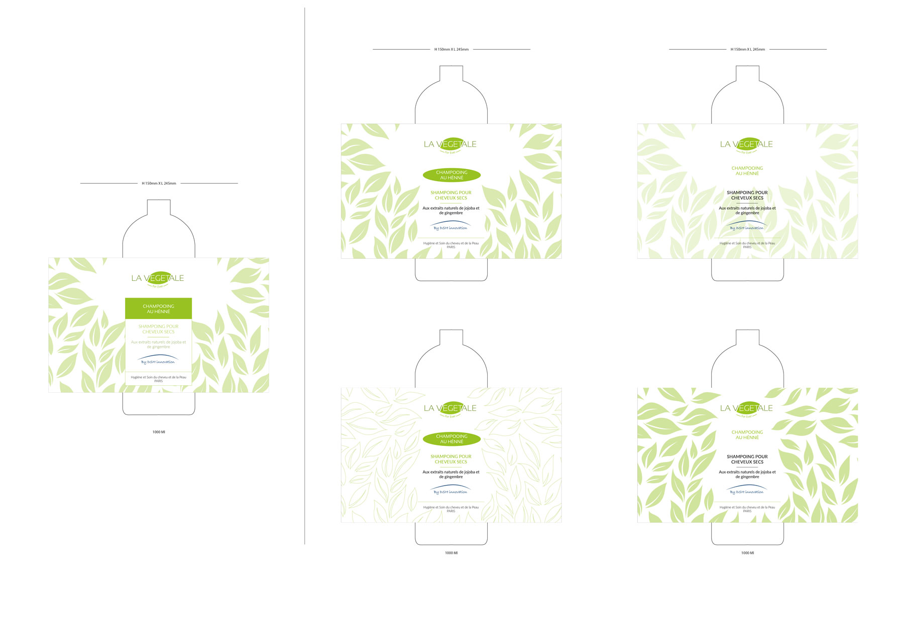 Visual concept for shampoo bottle labels La Végétale