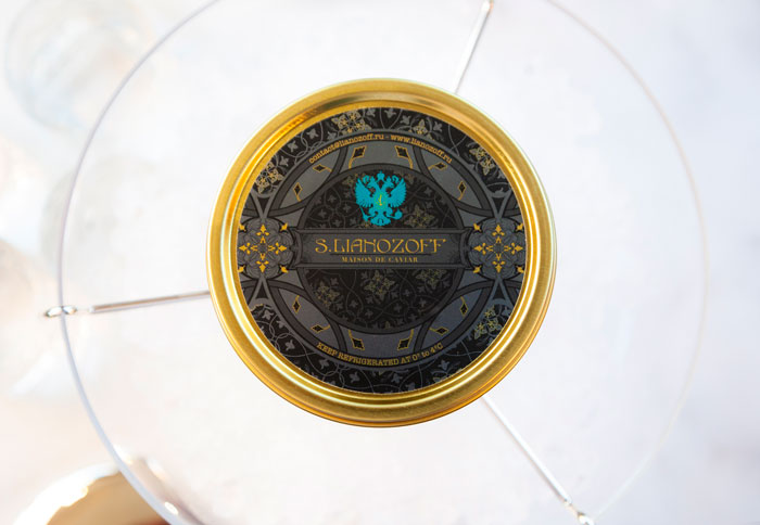 Etiquette sur couvercle Caviar Lianozoff