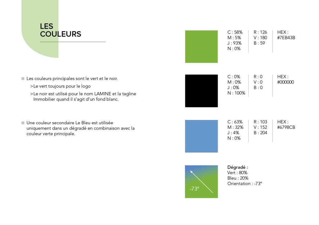 Lamine Immobilier color palette guideline sample